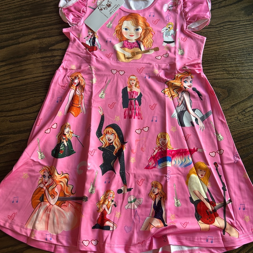 Pink Dress with Musician Print